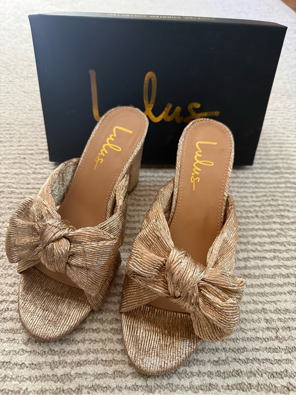 Lulu's Rose Gold Knotted Slide Sandals for Women